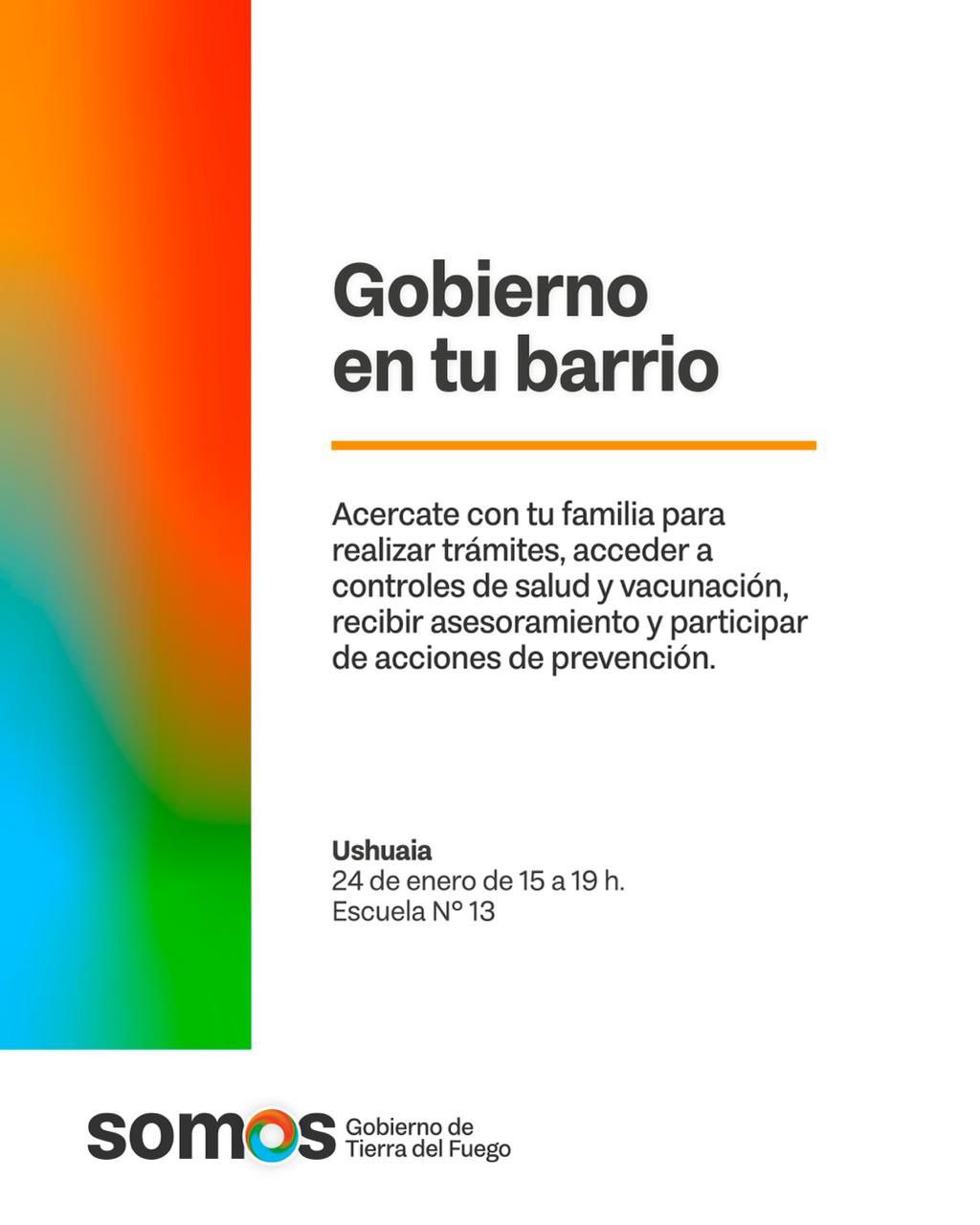 Este sábado se realizará una nueva edición de “Gobierno en Tu Barrio” en Ushuaia