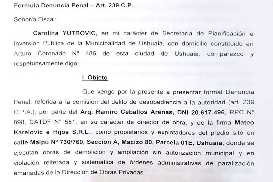 Acusan a constructora y arquitecto por continuar trabajos prohibidos en una estación de servicio en Ushuaia